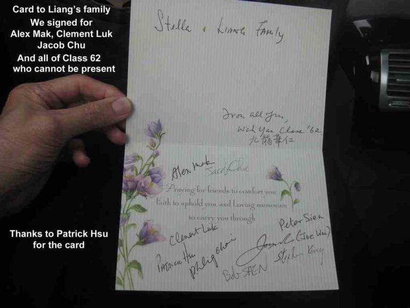 2. Card to Liang's Family from  Patrick Hsu( note names)