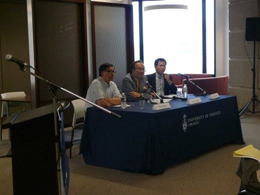 Moderator Prof Fong of UT, Alan Leong and Dennis Kwok of Civic Party, HK